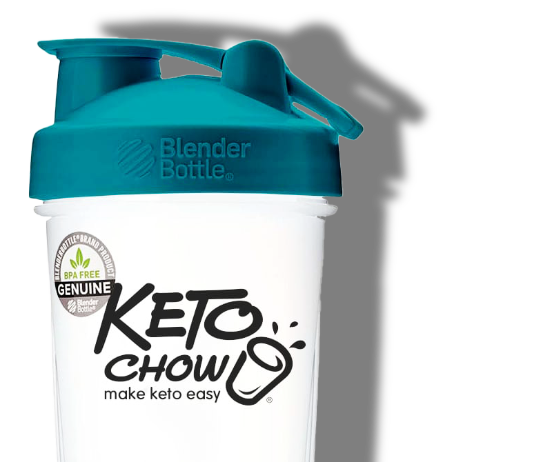 Keto Chow BlenderBottle® with a teal lid