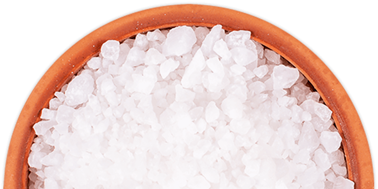 A bowl of salt on a gradient background