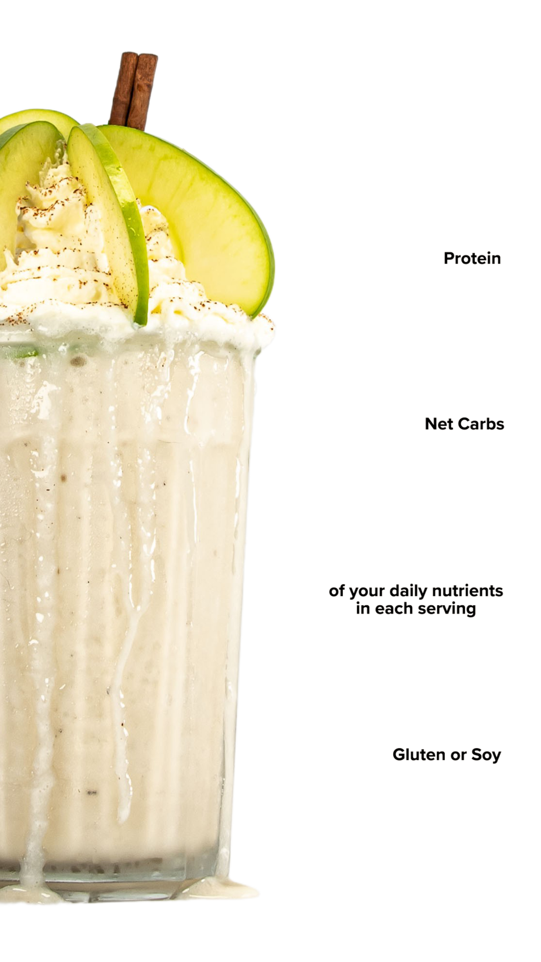 Keto Chow Apple Pie shake with macro information