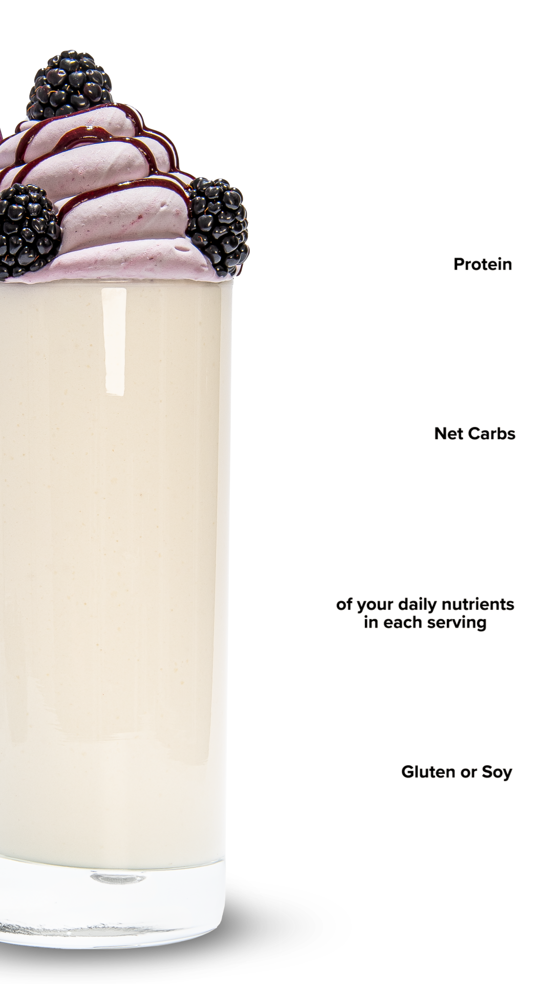 Keto Chow Blackberry shake with macro information
