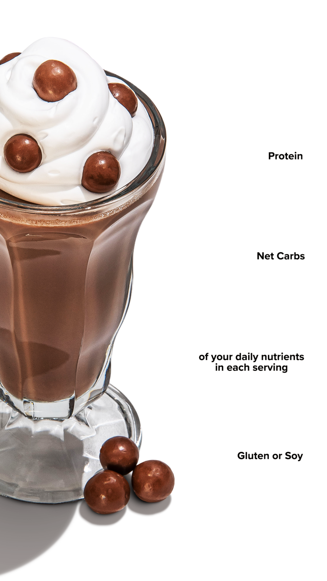 Keto Chow Chocolate Malt shake with macro information