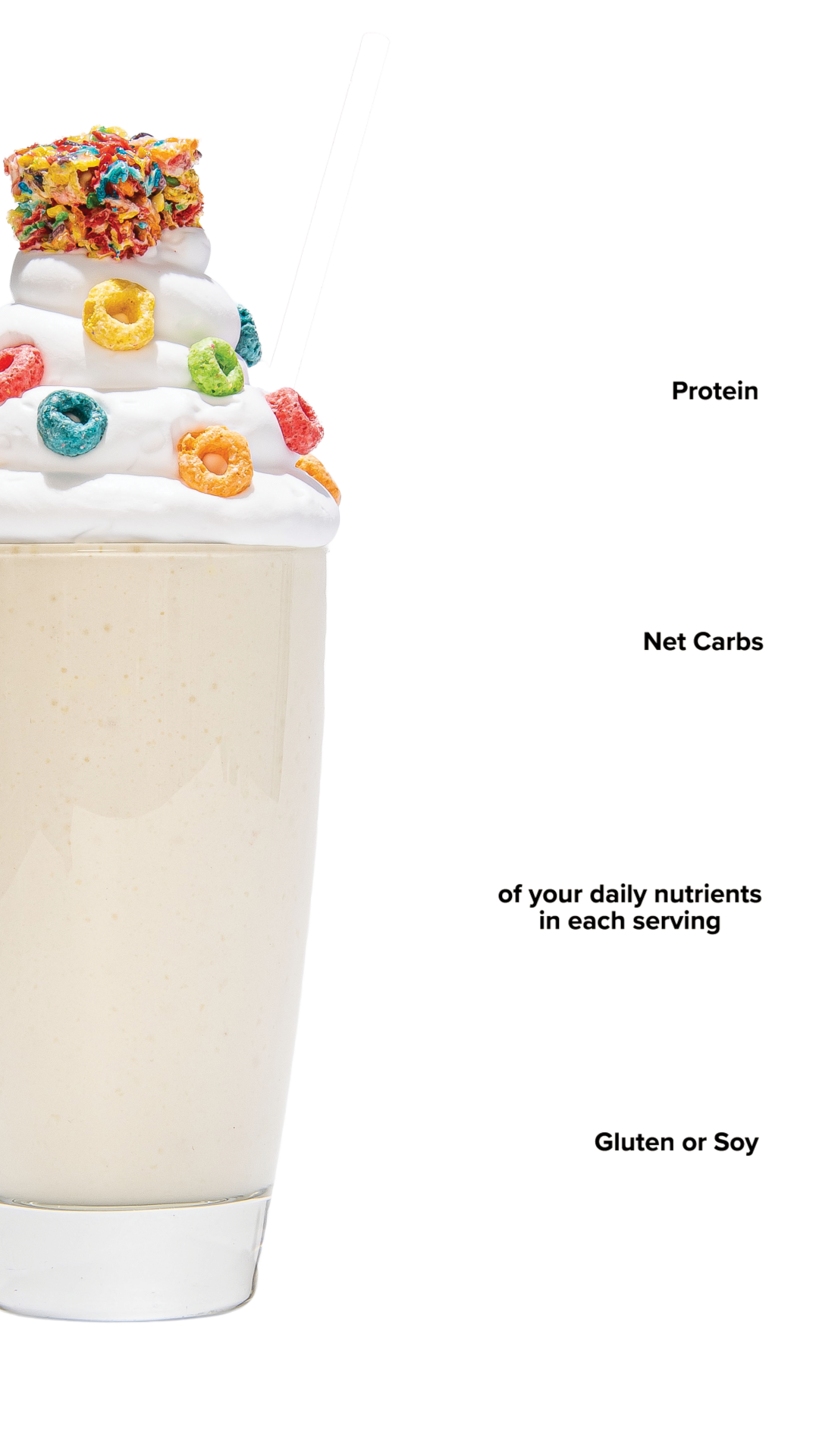 Keto Chow Fruity Cereal shake with macro information