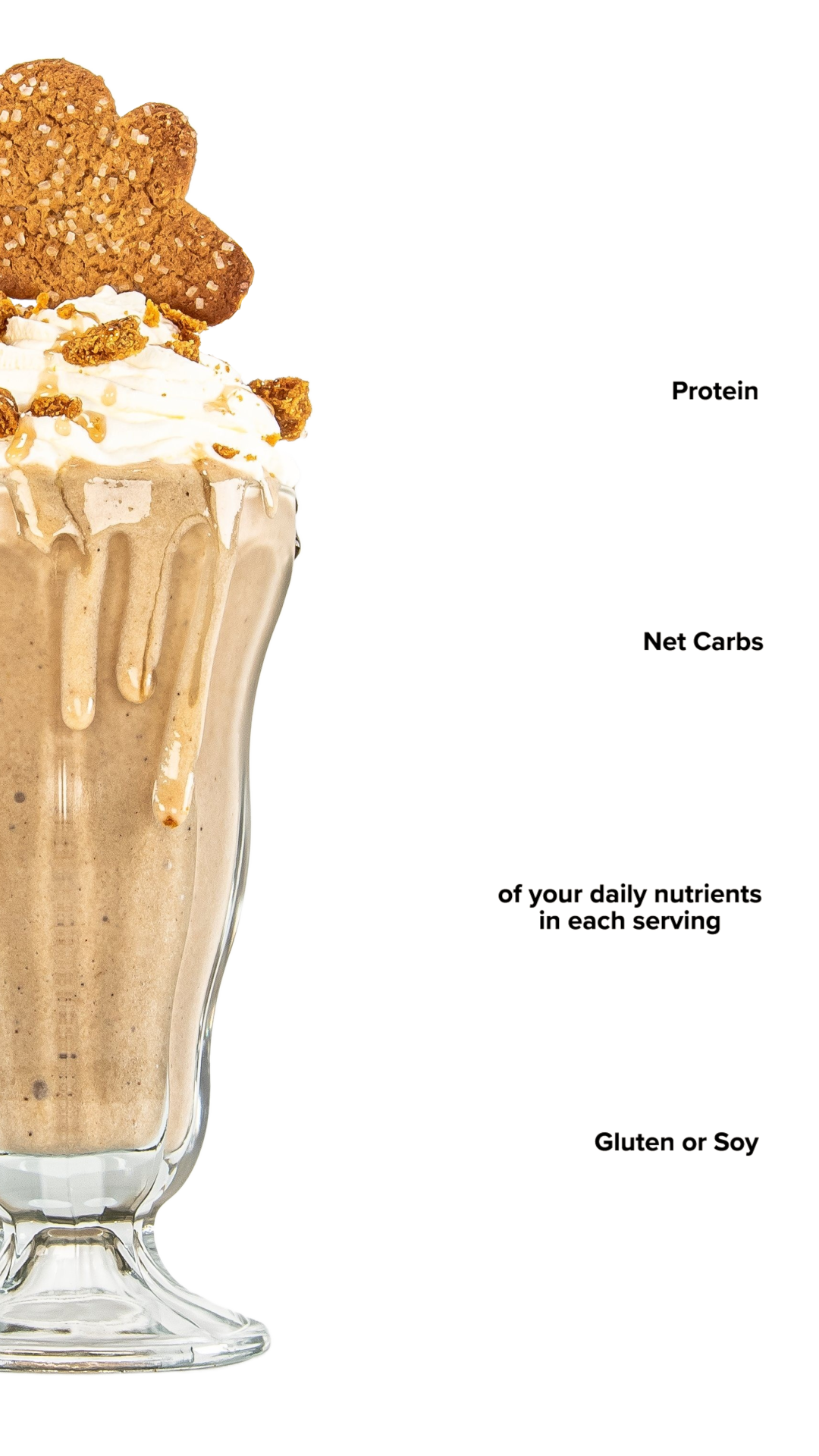 Keto Chow Gingerbread shake with macro information