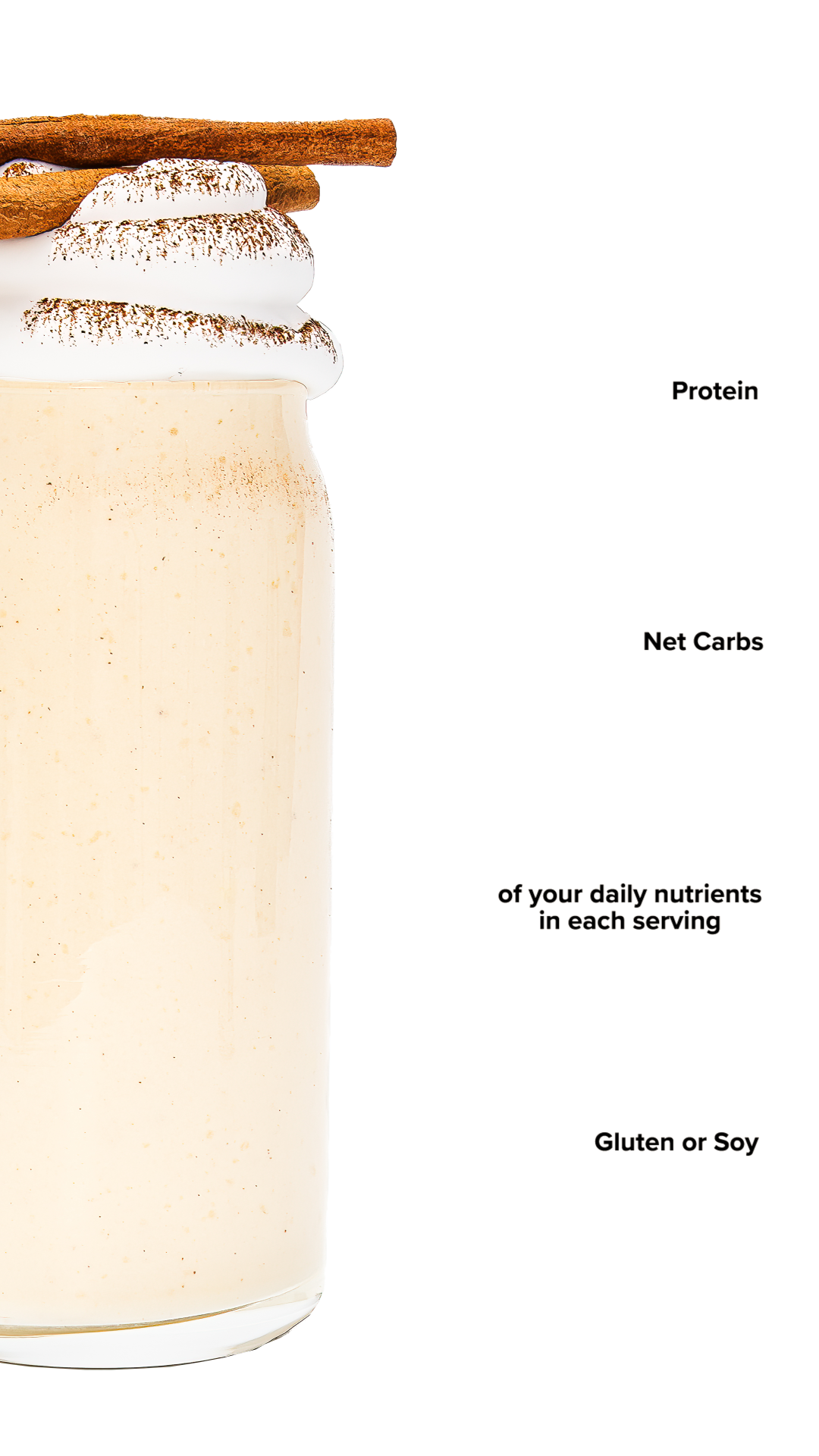 Keto Chow Eggnog shake with macro information