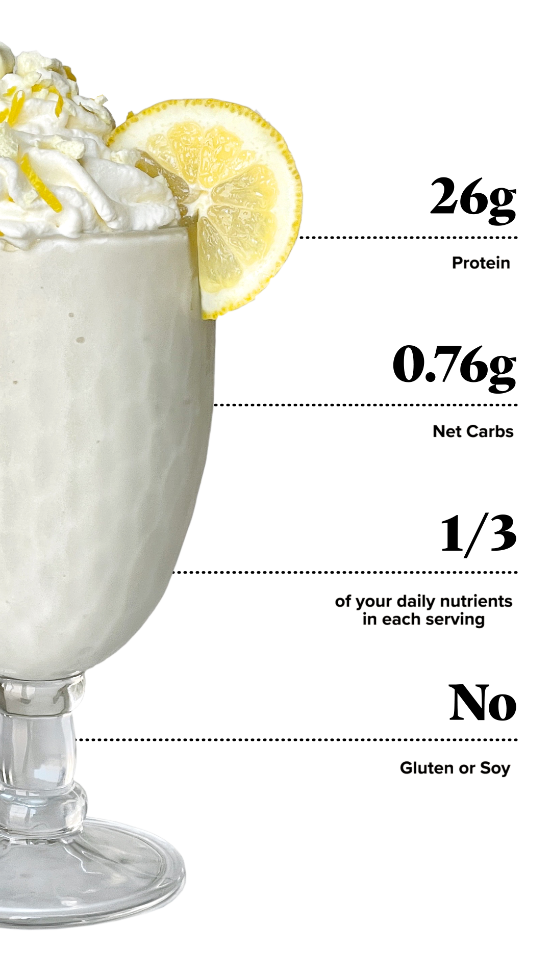 Keto Chow Lemon Meringue shake with macro information