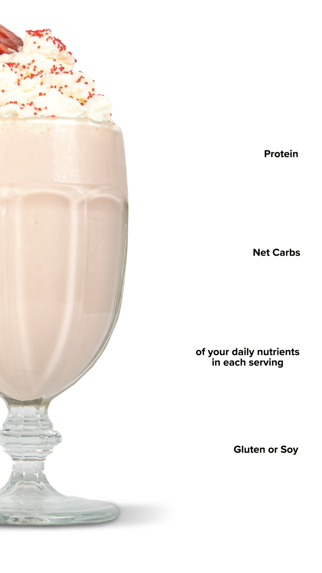 Keto Chow Natural Strawberry shake with macro information