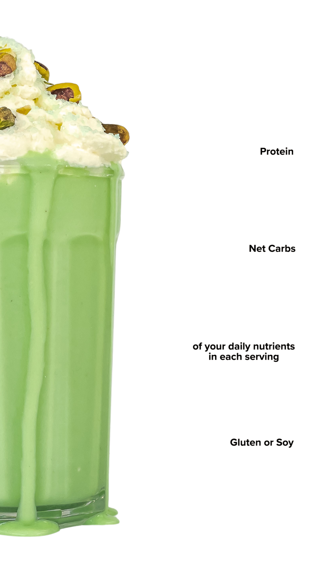 Keto Chow Pistachio shake with macro information