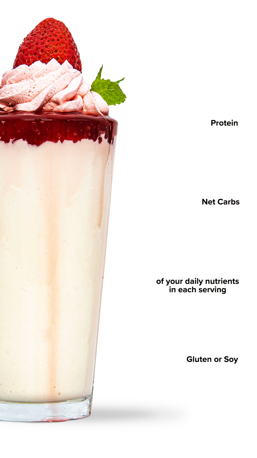 Keto Chow Strawberry Cream CORE - Stevia shake with macro information