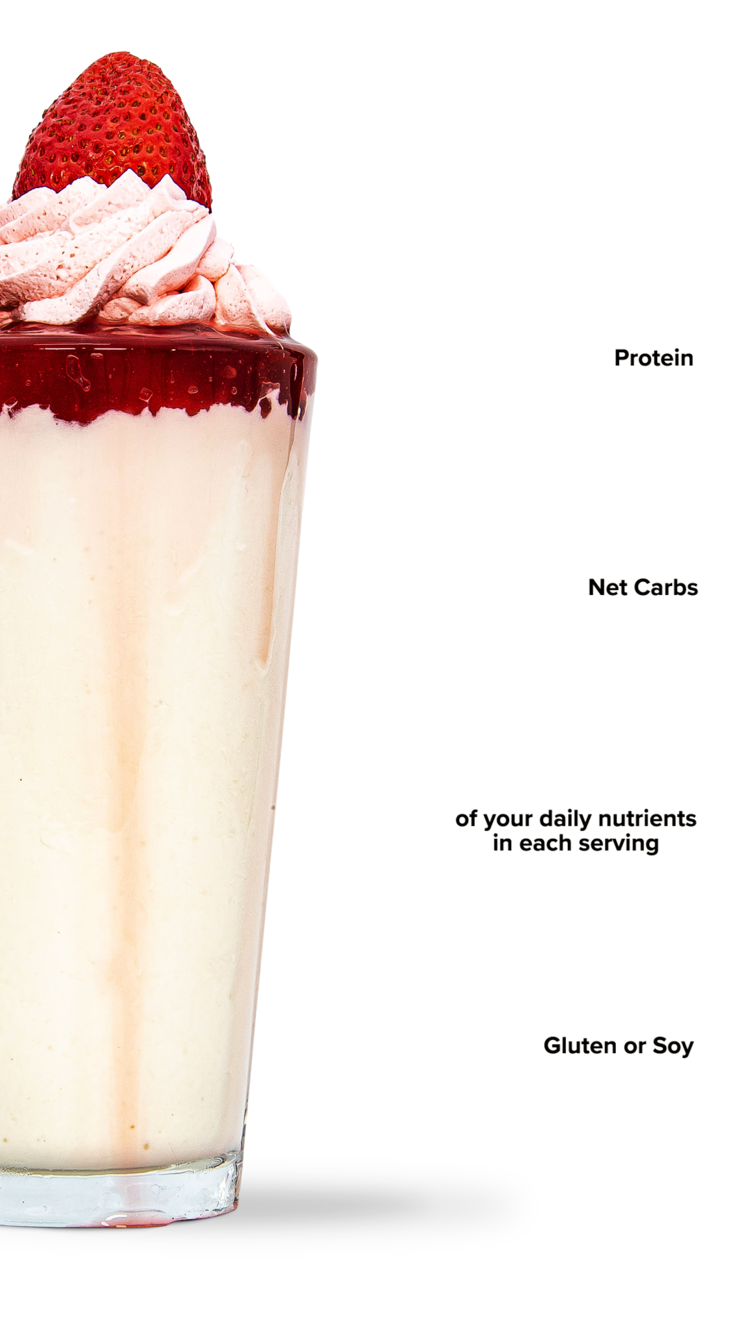 Keto Chow Strawberry Cream CORE - Unsweetened shake with macro information