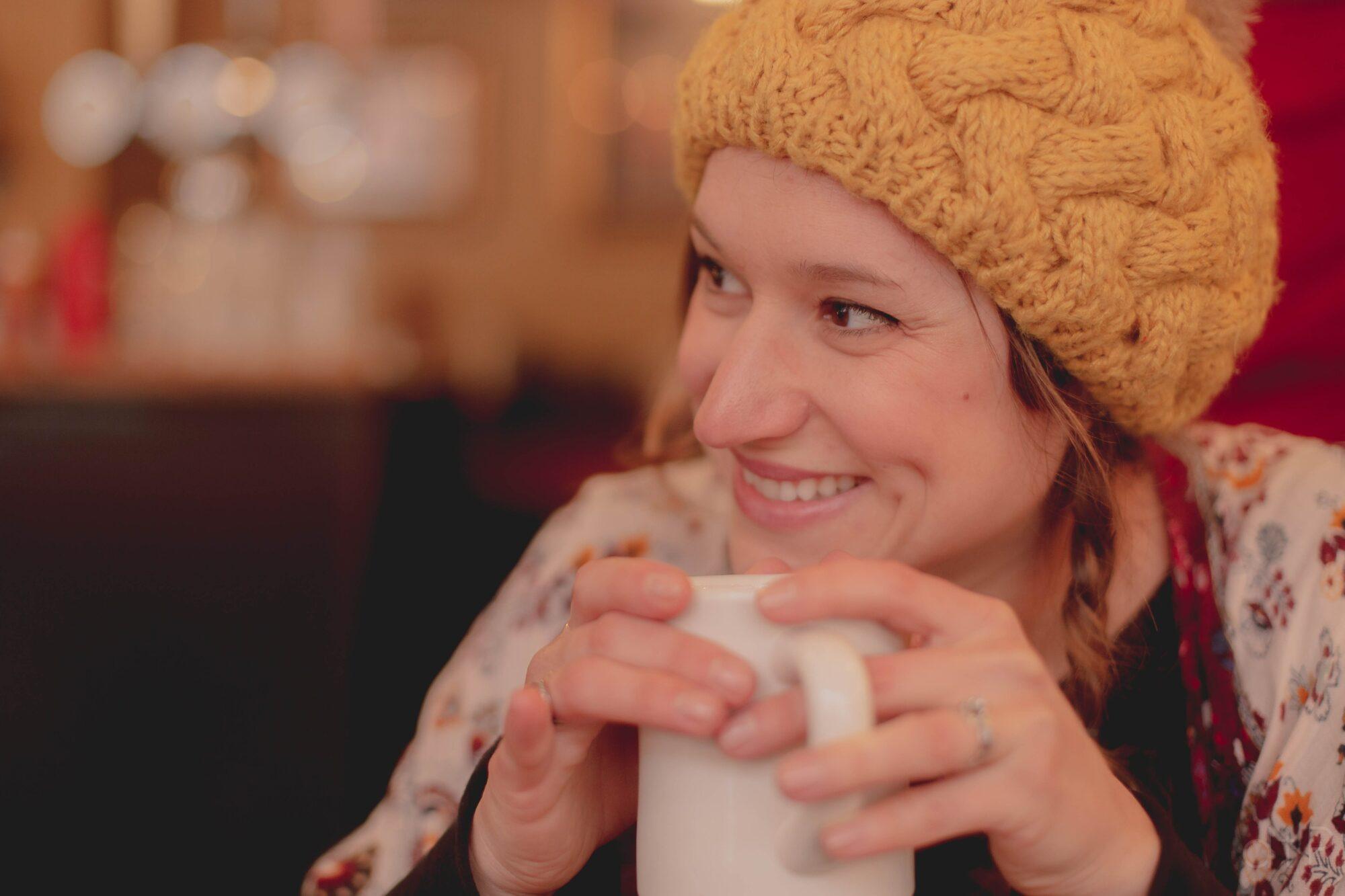 woman drinking coffee