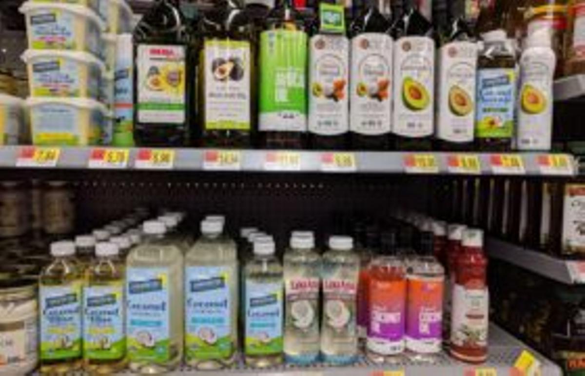 various oils on grocery store shelf