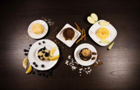 Top view - Five different Keto Mug Cakes.