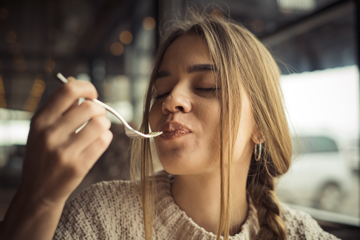 taking a bite