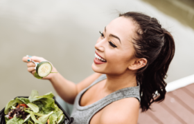 eating salad