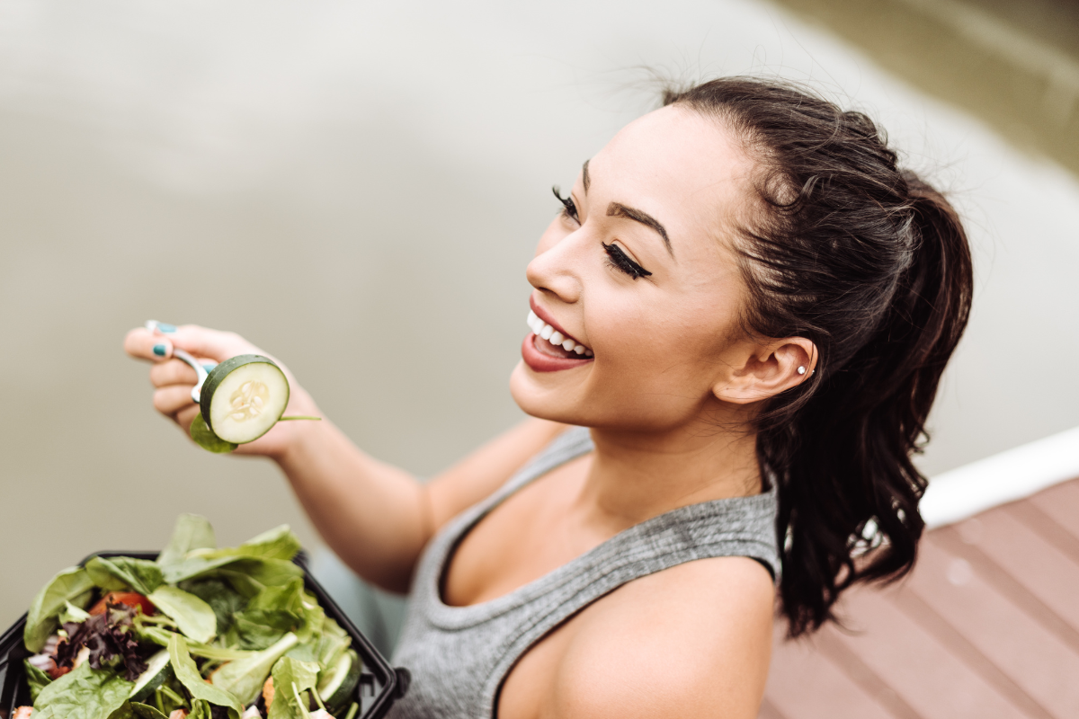 eating salad