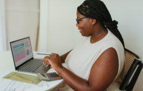 woman on computer