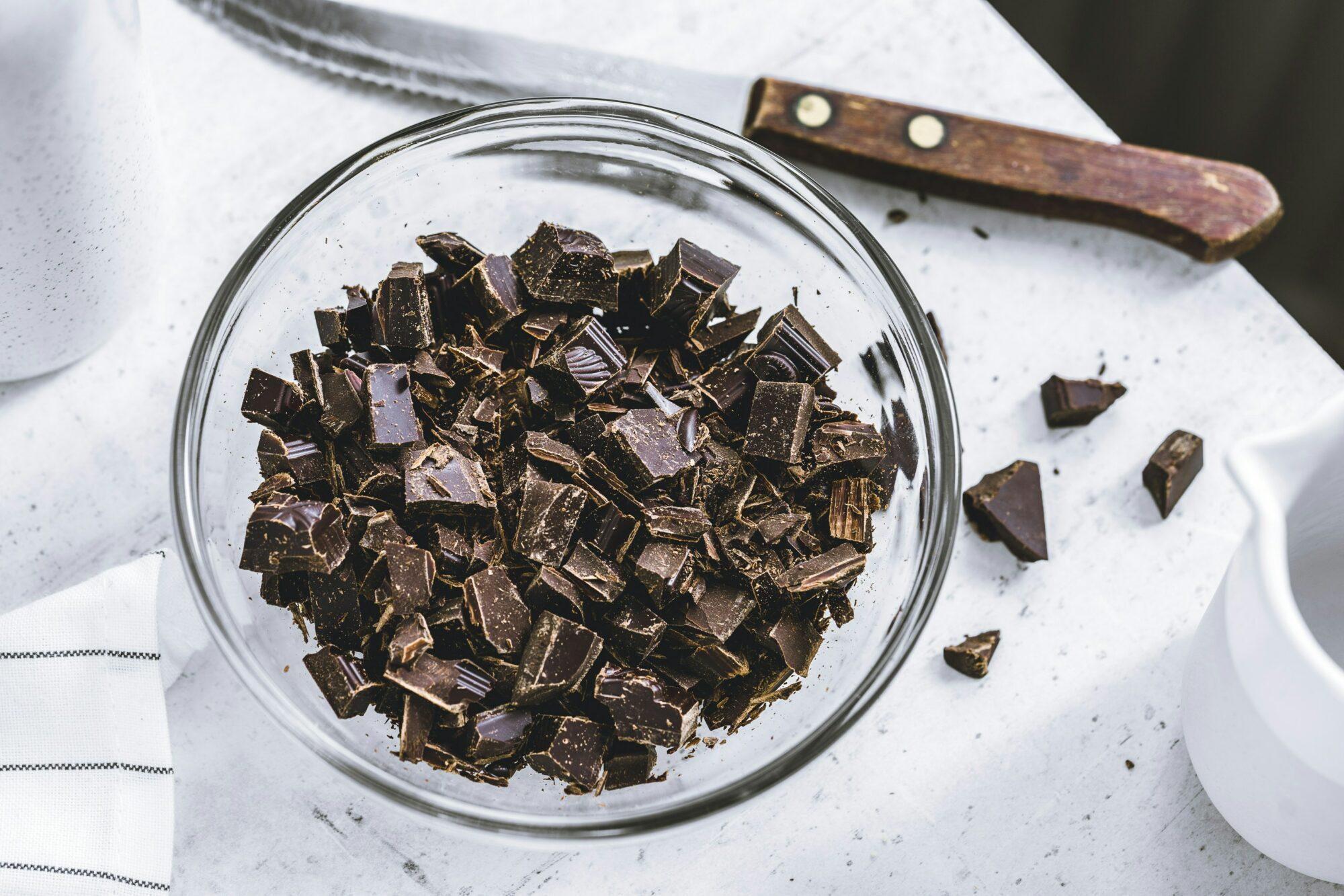 bowl of chopped chocolate